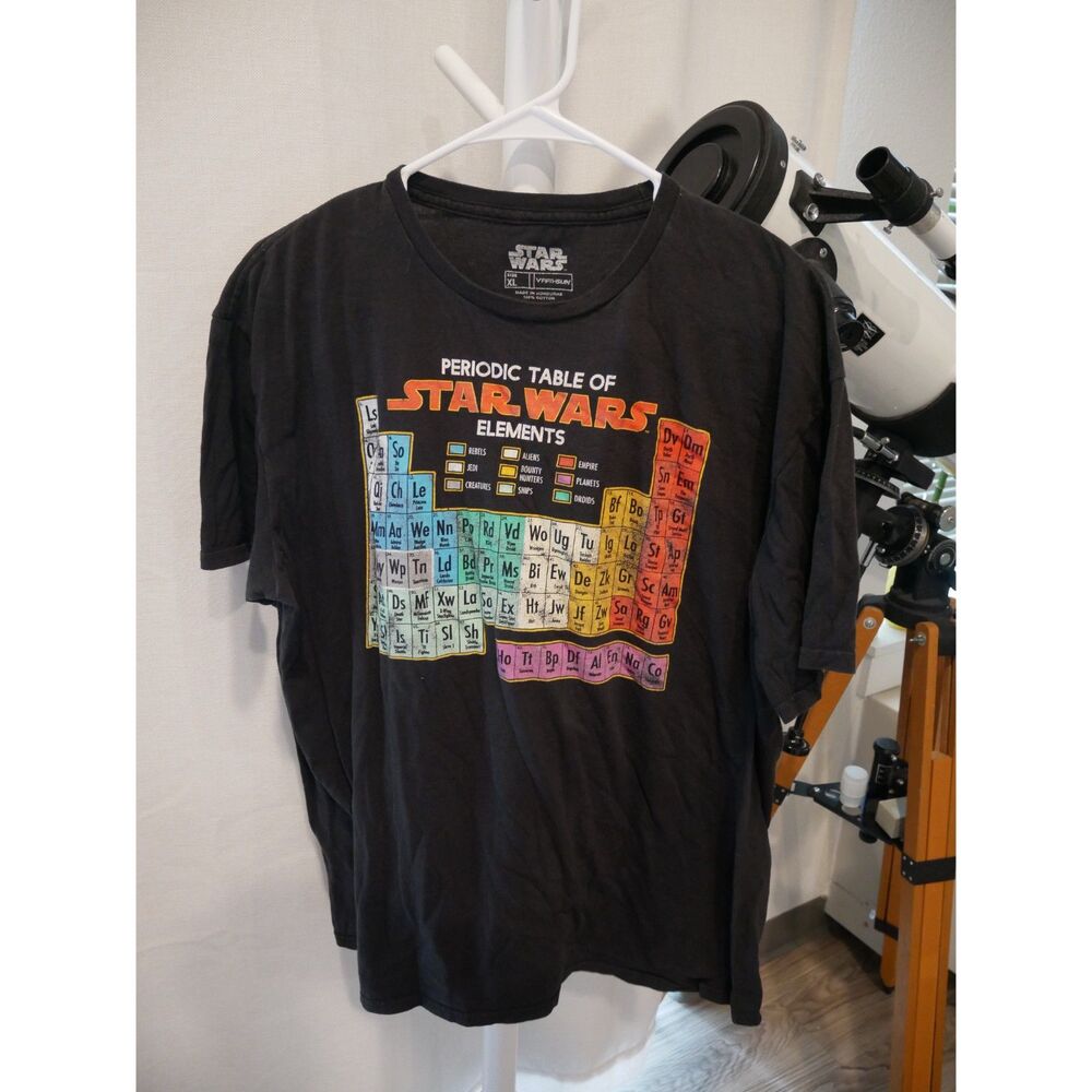 Star Wars Periodic Table Elements Graphic T-Shirt Black Fifth Sun Size XL